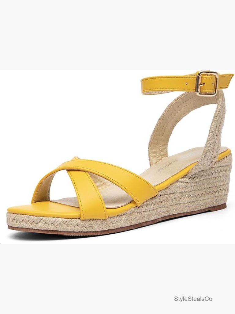Espadrilles Wedge Sandals Crisscross Open Toe Ankle Strap Platform Heels Dressy